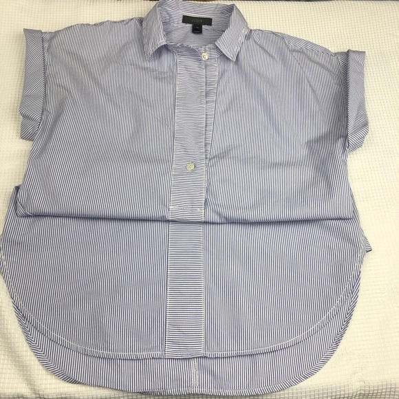 JCrew Blue Stripe Button-up Blouse Size 00 - Picture 6 of 10